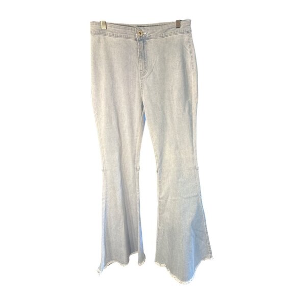 Anna Kaci Bell Bottom High Waist Light Denim Distressed Hem Size M NWT - Picture 1 of 10